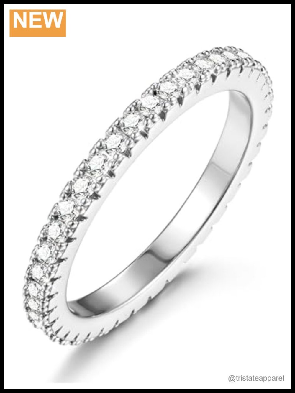 Eternity Band Cubic Zirconia Stackable Wedding Ring 2.5mm Pave
